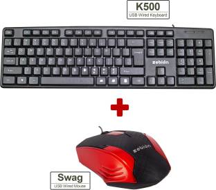 zebion K500 Wired Keyboard + Swag Wired Mouse Wired USB Desktop Keyboard