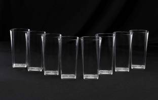 Finner (Pack of 8) 8 pcs glass square Clear plastic Glass Set Water/Juice Glass