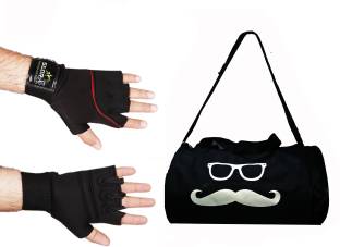 Star X Black Mustache and Shades Kit Bag with Gloves Gym & Fitness Kit