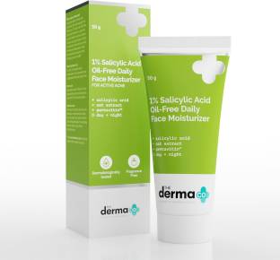The Derma Co 1% Salicylic Acid Oil-Free Moisturizer For Face with Oat Extract for Active Acne
