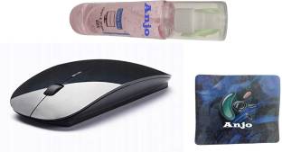 ANJO Combo of Ultra Slim Wireless Mouse, Mouse Pad & Cleaning Gel 100ml Wireless Optical  Gaming Mouse