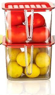 Xantell 1600ml Fridge Storage Condiment Set Plastic Refrigerator Box with Handles 2 Piece Spice Set
