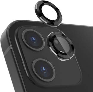 Pishon Camera Lens Protector for Apple Iphone 11, Apple Iphone 12, Apple Iphone 12 Mini, Pack Of 2 Camera Lance Tempered Glass Protector, Aluminium Alloy Metal Ring Anti-Scratch Bubble-Free-Black