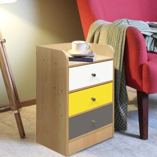 Modern Nightstand w/ Drawer Bedside Table Accent Display Storage Cabinet Brown 
