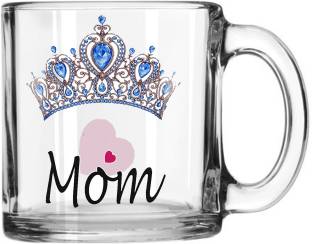 V Kraft Pack of 1 Glass "STYLISH MOM" Unique Transparent Glass Mug Gift for mom anniversary birthday
