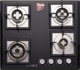 4 burner glass top gas stove auto ignition