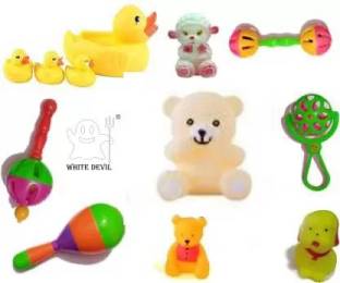 White Devil Toy rattle set with teddy pichku chu chu toys and best gift for babies Rattle Rattle