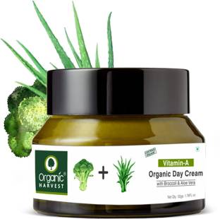 Organic Harvest Vitamin A Day Cream with Broccoli & Aloe Vera Ideal for Dry Skin, Anti-Ageing, Reduces Wrinkles, for Women & Girls, 100% Organic, Paraben & Sulphate Free
