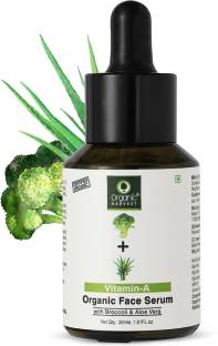 Organic Harvest Vitamin A Face Serum with Broccoli & Aloe Vera Ideal for Dry Skin, Anti-Ageing, Reduces Wrinkles, for Women & Girls, 100% Organic, Paraben & Sulphate Free
