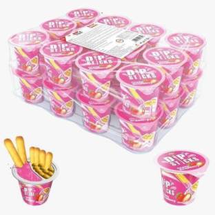 HUGS Motu Patlu Strawberry Dip Sticks- dip and Biscuit Sticks (24 pcs) Cream Cracker Biscuit
