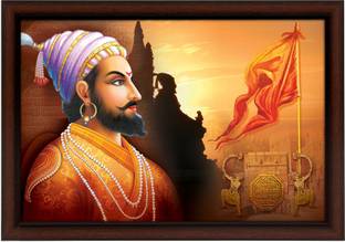 Saf Shivaji Textured Print With Uv Canvas 20 Inch X 14 Inch