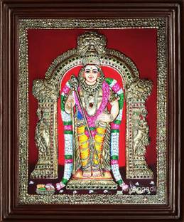 Myangadi Lord Shiva Family Tanjore Painting Canvas 16 Inch X 20