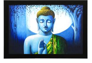 Delight Blue Buddha Canvas 15 Inch X 15 Inch Painting Price In