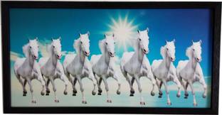 Elegance Vastu 7 Beautiful Running Horses Canvas Painting Canvas
