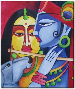 Stybuzz Radha Krishna Painting Frameless Canvas Art Art