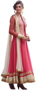 Smartlook Georgette Embroidered Semi-stitched Salwar Suit Dupatta Material