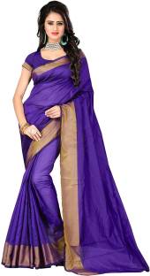 Anugrah Textile Plain Fashion Cotton, Silk Sari