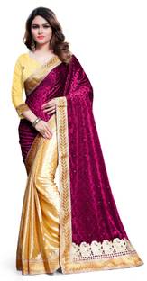 Kavvya Embroidered Fashion Jacquard, Velvet Sari