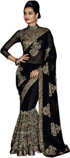 Aashvi Creation Embroidered, Self Design Bollywood Georgette Sari