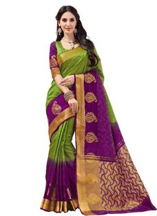 Taanshi Self Design Kanjivaram Tussar Silk Saree