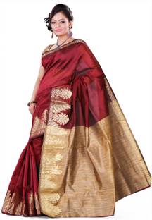 Vastrakala Solid Fashion Cotton, Silk Sari