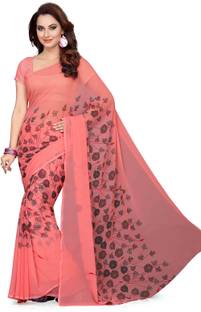 Ishin Floral Print Fashion Synthetic Georgette Sari