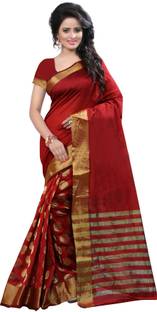 Zypara Striped Fashion Cotton Sari