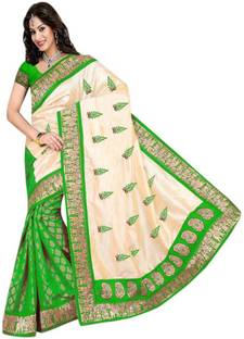Mahadevi Embellished, Embroidered Chanderi Jacquard, Art Silk Sari