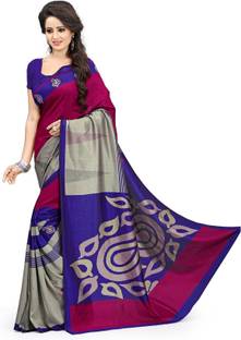 DESIGN WILLA Printed Mysore Synthetic Crepe Sari
