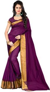 Anugrah Textile Plain Fashion Cotton, Silk Sari