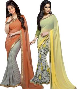 Bluebirdimpex Self Design Bollywood Georgette, Georgette Sari