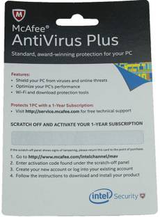 Mcafee Antivirus Plus 1 Pc Year Paper License Reviews: Latest ...
