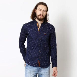 Smith Men Printed Casual Blue Shirt 