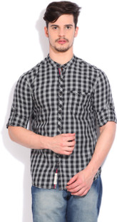 BARE DENIM Men Checkered Casual Black 