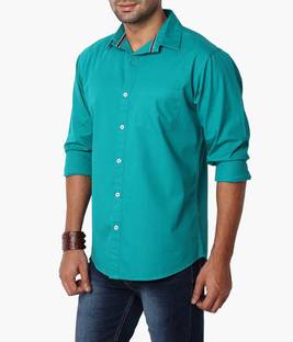 Suspense Men's Solid Casual Green Shirt