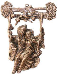 Collectible India Radha Krishna On Jhula Metal Wall Hanging