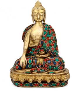Collectible India Large Lotus Sitting Brass Medicine Buddha Statue