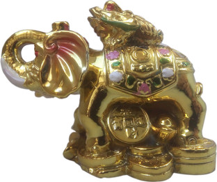Brass Feng Shui Frog on Elephant Showpiece