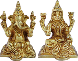 Aakrati Laxmi Ganesha Pair in Yellow Finish