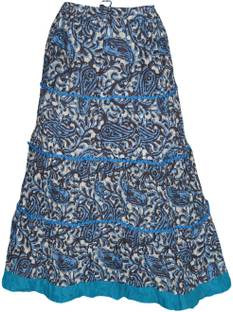 Indiatrendzs Paisley Women's A-line Blue Skirt