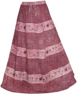 Indiatrendzs Printed Women's A-line Pink Skirt