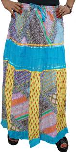 Indiatrendzs Printed Women's A-line Light Blue Skirt