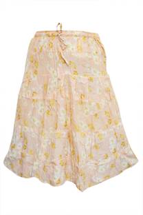 Indiatrendzs Floral Print Women's A-line Beige Skirt