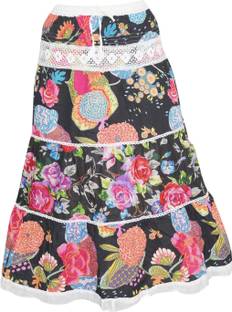 Indiatrendzs Floral Print Women's A-line Multicolor Skirt