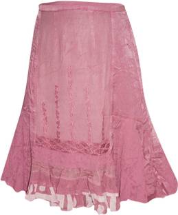Indiatrendzs Embroidered Women's Regular Pink Skirt