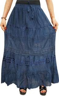 Indiatrendzs Solid Women's A-line Blue Skirt