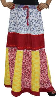 Indiatrendzs Printed Women's A-line Red Skirt