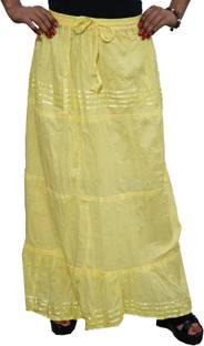 Indiatrendzs Solid Women's A-line Yellow Skirt