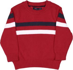 Tommy Hilfiger Striped Round Neck Casual Baby Boys Red Sweater