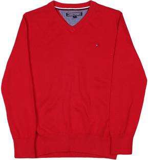 Tommy Hilfiger Solid V-neck Casual Boys Red Sweater
